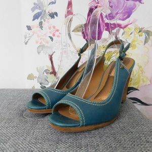 Calvin Klein Jeans Teal Slingback Wedges